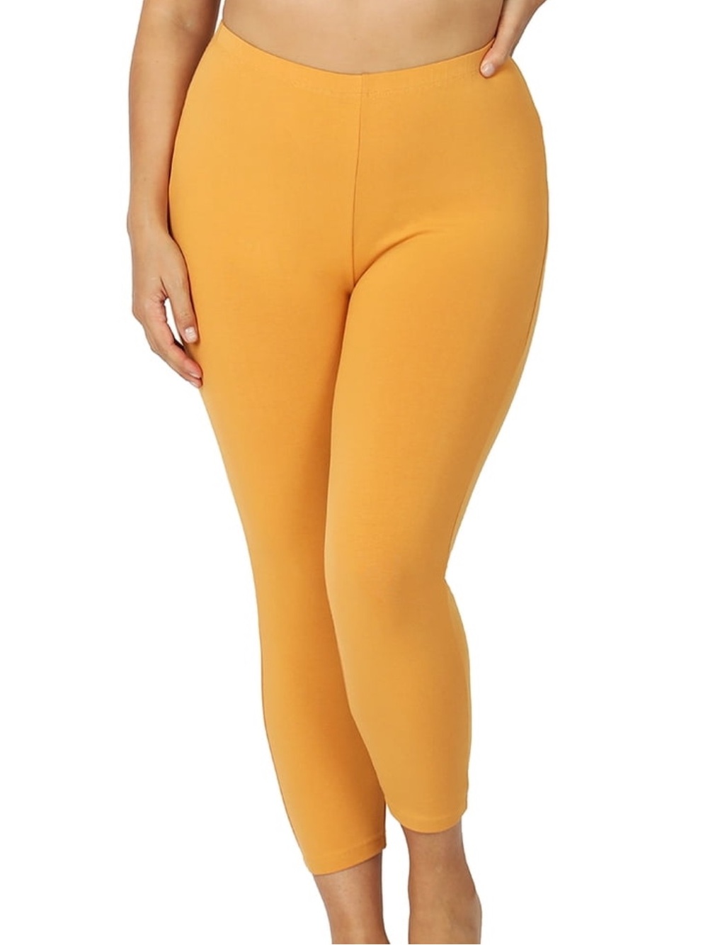 Zenana Outfitters Premium Cotton Mid-High Rise Capri Leggings Cropped Legging M
